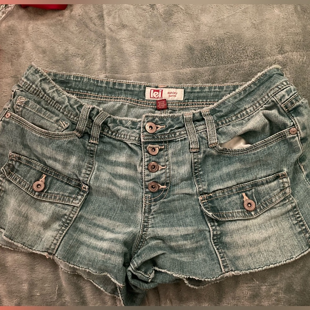 LEI Women's Distressed Blue Jean Shorts